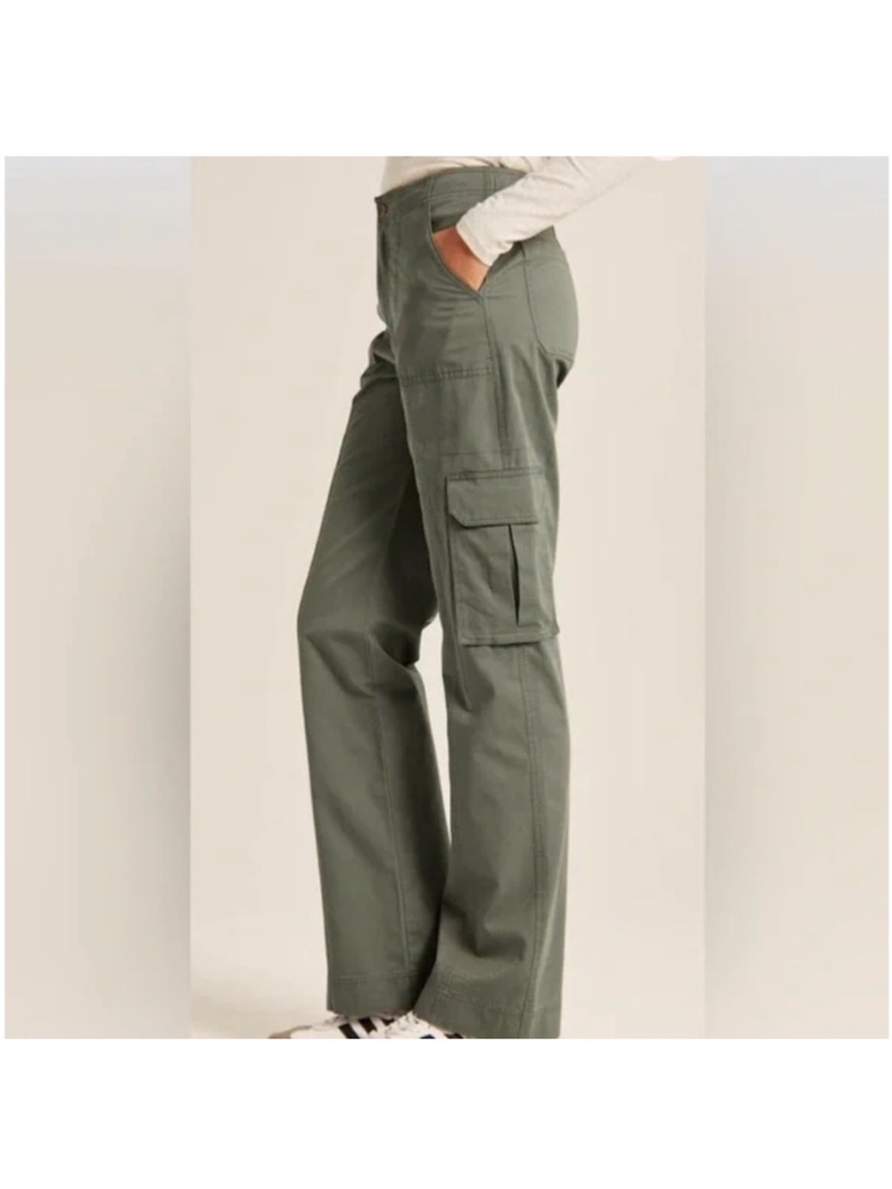 Abercrombie & Fitch Olive Green Wide Leg Cargo Pants